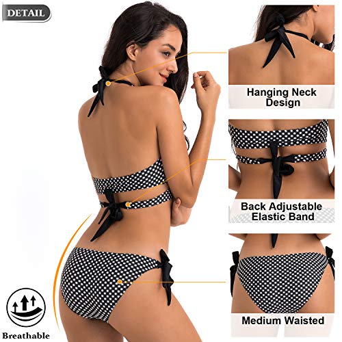 WIN.MAX Bikinis Mujer 2019,Bikinis Mujer 2019 Brasileños,Bikini Push Up con Relleno,Bañadores de Mujer,Playa de Verano Bañador,Bikini Talla Grande,Ideal para Nadar,Vacaciones(Negro, EU40)