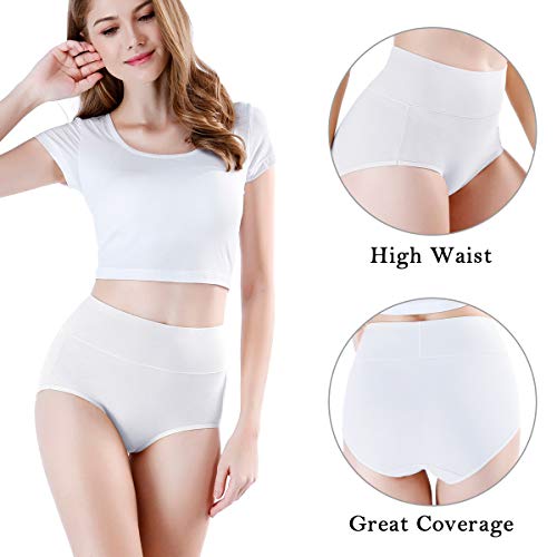 wirarpa Braguitas Culotte Algodón para Mujer Bragas de Cintura Alta Cómodo Blanco Pack de 4 Talla M