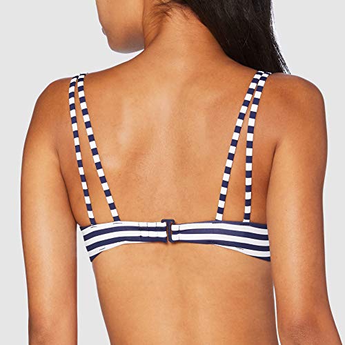 Women'secret, Parte Superior de bikini con foam y anillas, con abrochado trasero para Mujer, Multicolor (Blanco/Azul), 85B