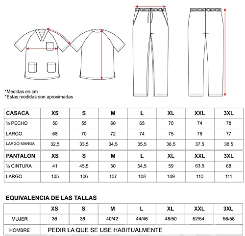 Work Team Uniforme Sanitario, con elástico y cordón en la Cintura, Casaca y Pantalon Unisex Blanco L