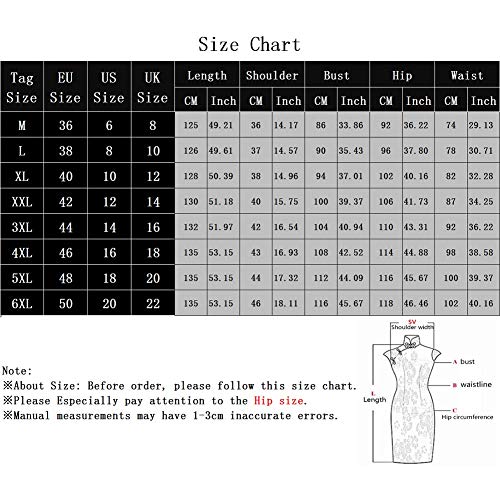 Xinvivion Vestido Chino de Cheongsam para Mujeres - Vestido Chino de la Mujer de Manga Corta Collar de Alta Hendidura Impresión Qipao Fiesta de Bodas Noche de Vestir