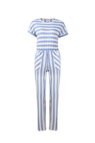 Xinwcang Mujer Monos Casual Raya en Cintura Alta Jumpsuits Elegante Mono en Cintura Alta Elegante de Fiesta de Noche Azul S