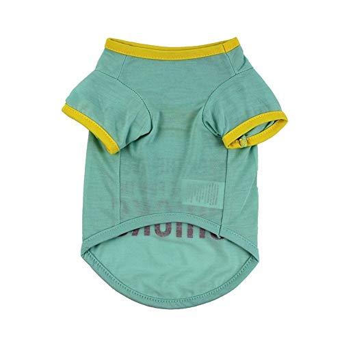 XuCesfs Ropa para mascotas Camisas para perros Camisetas para perros Camiseta estampada para mascotas Primavera Verano Ropa para perros pequeños Gatos (Color: Verde, Talla: M)