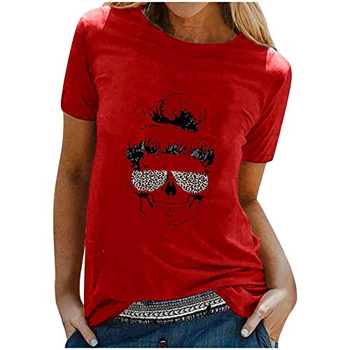 YANFANG Camiseta de Manga Corta Estampada con Letras de Moda Casual para Mujer,túnica para Mujer, Ajuste Delgado, Informal, con puños elásticos,Negro, Blanco, Verde