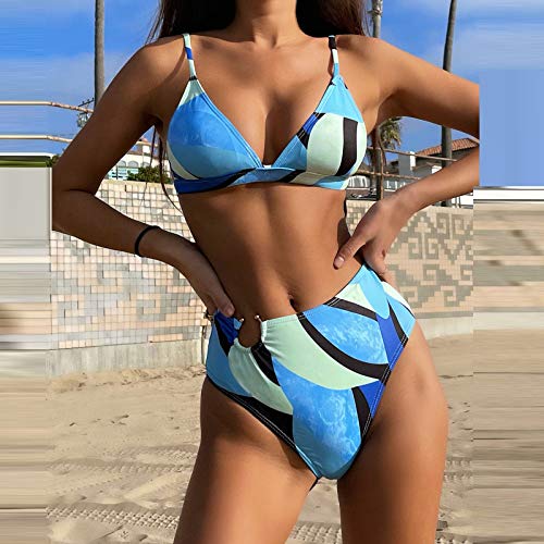 YANFANG Conjuntos Bikinis,Fashionista Lady Sexy sólido con Almohadilla para el Pecho Conjunto Traje de baño de Dos Piezas,Tops de Bikini Tanga Suave Acolchado Tops y Braguitas Bañador Brasileño