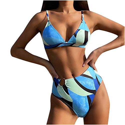 YANFANG Conjuntos Bikinis,Fashionista Lady Sexy sólido con Almohadilla para el Pecho Conjunto Traje de baño de Dos Piezas,Tops de Bikini Tanga Suave Acolchado Tops y Braguitas Bañador Brasileño