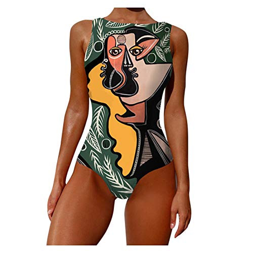 YANFANG Traje de baño de Verano Bikini de una Pieza para Mujer Traje de baño conciso Atractivo,Ropa de Playa Tanga Mujer Push up brasileños Playa Mujer Braga Bikini,Green,L