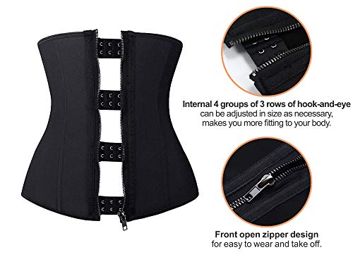 YIANNA Mujer Fajas Reductoras Adelgazantes Corset Reductor Waist Trainer Cinturón Abdomen Colombiana Negro,UK-YA2219-Black-M