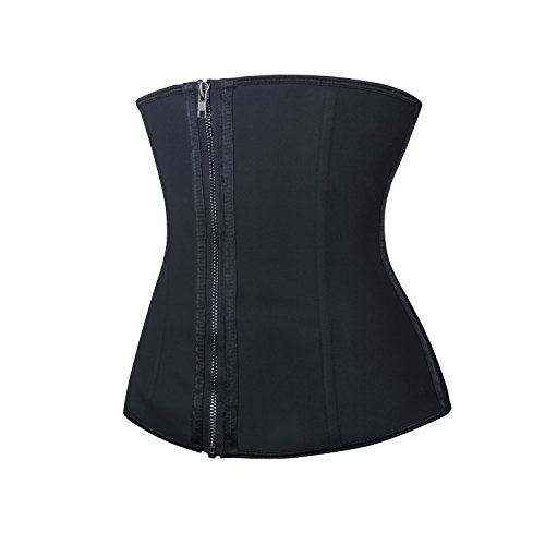 YIANNA Mujer Fajas Reductoras Adelgazantes Corset Reductor Waist Trainer Cinturón Abdomen Colombiana Negro,UK-YA2219-Black-M