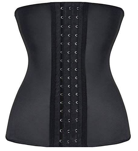 YIANNA Mujer Fajas Reductoras Corsé Waist Trainer Corset Reductor Adelgazante Bustiers de Cinturón Formación Negro, U37G Size 2XL