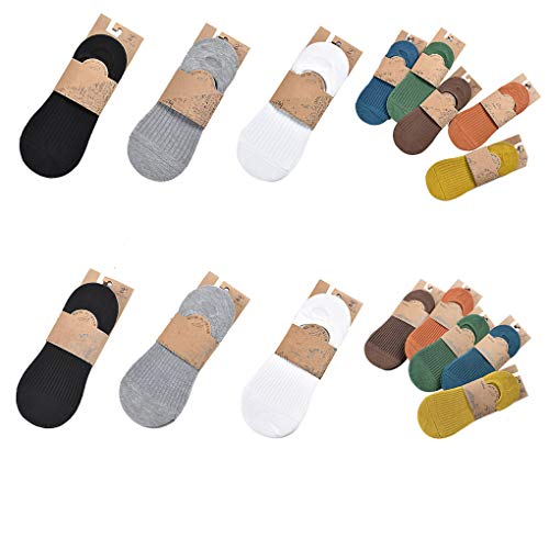 YILONG 5 Pares/Set Mujeres de los Hombres escotados de Calcetines de algodón a Rayas Antideslizante Resistente al Deslizamiento en Barco Calcetines Invisibles