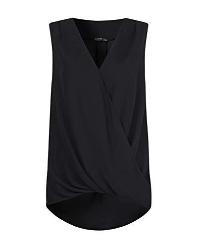 YOINS Camiseta Sin Mangas Mujer Camisola Gasa Camiseta con Cuello En V Camisa Trabajo Informal Playa Blusa Tops Verano Negro XXL