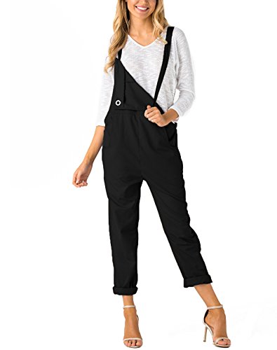 YOINS Mujer Peto de Pantalones Largo Suelto Mono Bolsillos Casual Playa Fiesta Noche Cóctel Negro XL/EU46