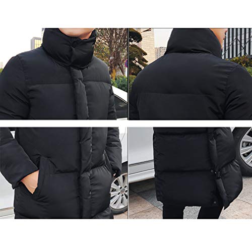 Yonglan Hombre Largo Abajo Chaqueta Invierno Acolchada Cazadora Plumas Abrigo Parka Plus Size Negro XXXL