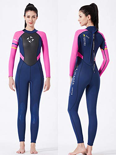 YuanDian Mujer 3mm Trajes De Neopreno Buceo Mono Stretch Espesar Cálido Submarinismo Traje De Buzo Una Pieza Surf Natacion Triathlon Snorkel Deportes Acuáticos Mono Ropa Buceo Azul Rojo M