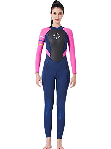 YuanDian Mujer 3mm Trajes De Neopreno Buceo Mono Stretch Espesar Cálido Submarinismo Traje De Buzo Una Pieza Surf Natacion Triathlon Snorkel Deportes Acuáticos Mono Ropa Buceo Azul Rojo M