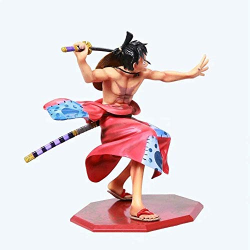 yunge Adornos decorativosOne Piece Anime Doll Monkey D. Luffy Wano Country Kimono Versión Estatua Muñeca Escultura Juguete Decoración Modelo Figura 17cm de Altura