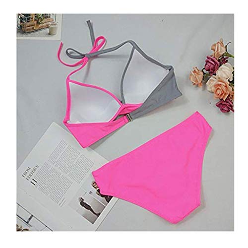 Yutdeng Halter Sexy Sólido para Mujer Bikinis Mujer Push Up Ropa de Playa Traje de Baño de Empalme Traje de baño Bañador Talla Grande