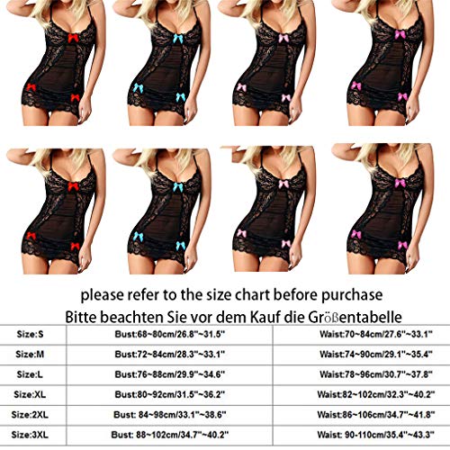 Yutdeng Mujer Ropa Interior Sexy Vestido Babydoll Encaje Lencería Transparente Erótica Conjuntos Ajustado Lace Pijama