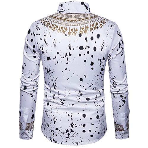 Yvelands African Print T-Shirt Hombres Ocasionales de Moda de Moda impresión Pullover de Manga Larga Camisa Top Blusa Camisas de Vestir Ropa Vestido de Fiesta de Verano otoño