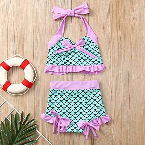 YWLINK Conjuntos NiñA,BañAdor con Estampado De Peces De Moda De Verano Buena Personalidad Piscina, Playa Fiesta Conjunto De Bikini(Verde,4-5 años/110)