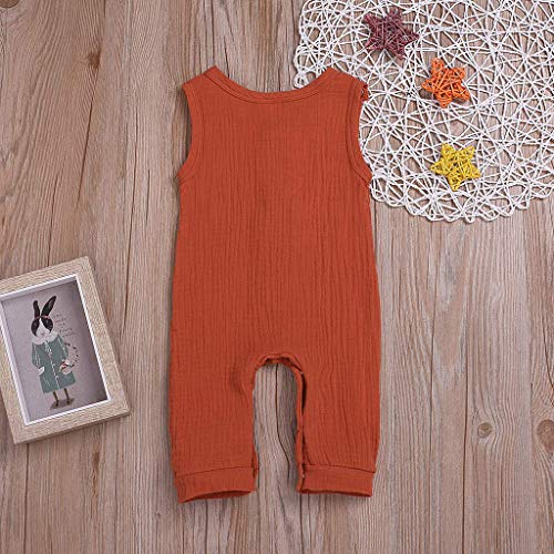 YWLINK Mono De Bebe Verano Mezcla De AlgodóN Sin Mangas Lino Camisones Moda Casual Traje De Rastreo Vestido De NiñA para Bautizo Lindo CóModo Dia De Miembro Ropa De NiñOs(Naranja,6-12 meses/90)