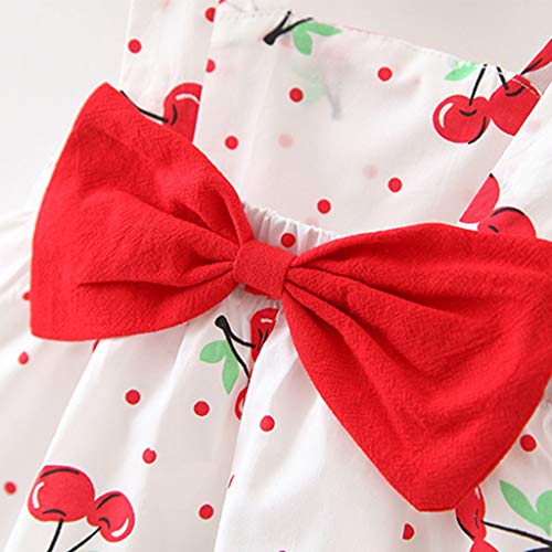 YWLINK Verano 2PC Sin Mangas Toddler Baby Kids Girls Sin Mangas Cherry Dot Princess Dresses Bow Hat Outfits, Elegante Y Dulce Regalo De CumpleañOs Fiesta De Vacaciones