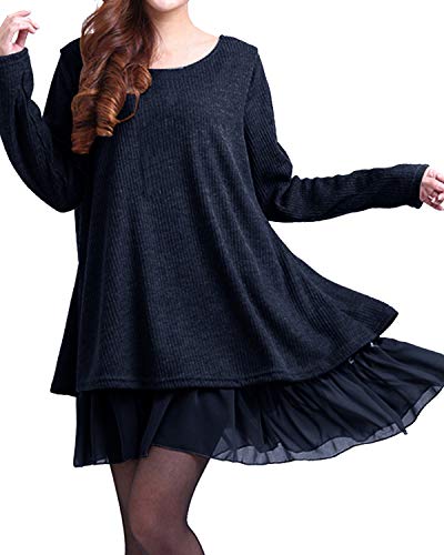 ZANZEA Jersey Mujer Jumper Suéter Larga Tops Vestidos de Encaje para Vestido Lazo Elegant Fiesta de Noche Suéter de Punto para Mujeres Otoño Invierno Tallas Grandes Azul-399848 S