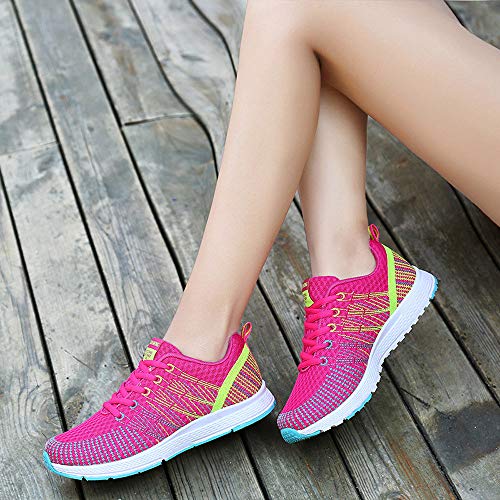 Zapatillas de Deporte Respirable para Correr Deportes Zapatos Running Cojines de Aire Calzado Mecedora Net para Estudiante Volar Zapatos Deportivas de Mujer Gimnasia Ligero Sneakers Atletismo riou