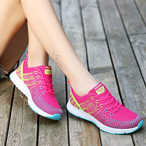 Zapatillas de Deporte Respirable para Correr Deportes Zapatos Running Cojines de Aire Calzado Mecedora Net para Estudiante Volar Zapatos Deportivas de Mujer Gimnasia Ligero Sneakers Atletismo riou