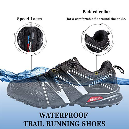 Zapatillas De Trail Running Impermeables para Hombre Mujer Zapatillas Trekking Zapatos Senderismo Deporte Negro Blanco Talla 40