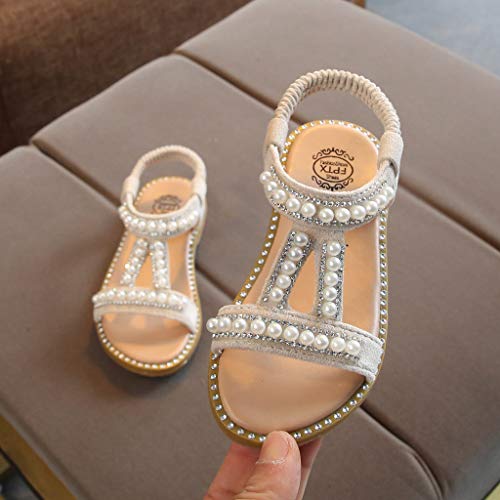 Zapatos para Bebé Niñas,Riou Niños Perla Cristal Princesa Soltera Zapatos Romanos Sandalias de Vestir en Cuero Zapatillas Verano Calzado