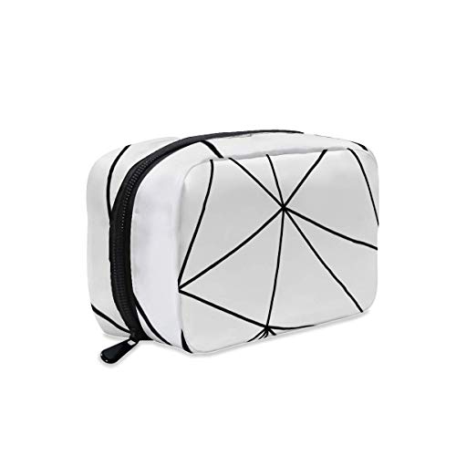 Zara - Bolsa de maquillaje con cremallera para viaje, diseño geométrico, color blanco y negro