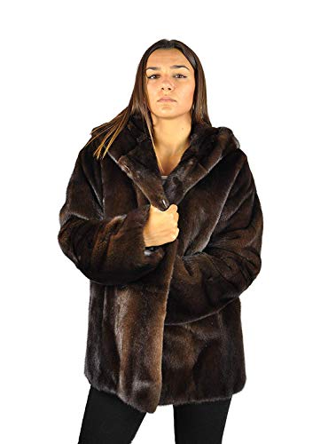 Chaqueta de piel sintética con capucha para mujer, abrigo largo de pelo de  visón de imitación, grueso, suelto, lujoso, cálido, marrón, Invierno