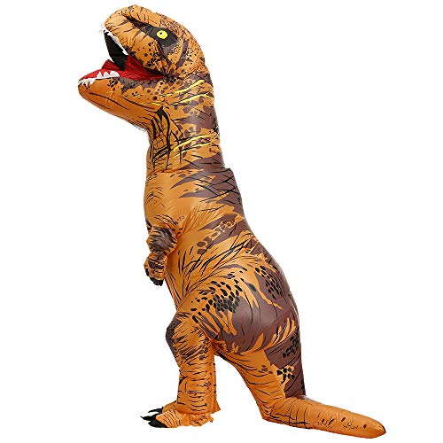 Zi Xi & Zi Qi T-Rex Inflatable Dinosaur Mascot Party Costume Fancy Dress Cosplay Outfit Adult (Classic Brown)