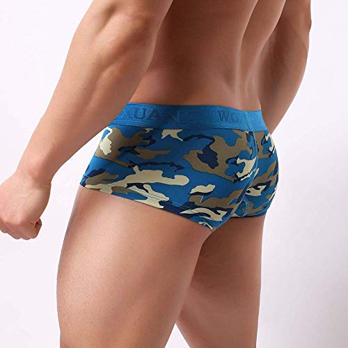 ZODOF Bragas Hombre Bragas Pantalones Cortos Ropa Interior Suave Bolsa de Bombeo Camuflaje impresión nderpant Ropa Interior Sexy Ropa Interior Hombre Ropa Hombre(Azul)