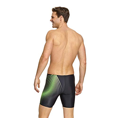 Zoggs Pantalones Cortos de natación de Tela Eco de Mediados Jammer para, Hombre, 404520136, Negro/Verde/Sensor, 36 W