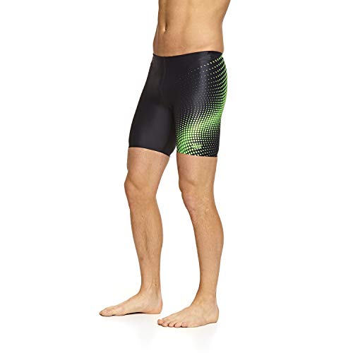 Zoggs Pantalones Cortos de natación de Tela Eco de Mediados Jammer para, Hombre, 404520136, Negro/Verde/Sensor, 36 W