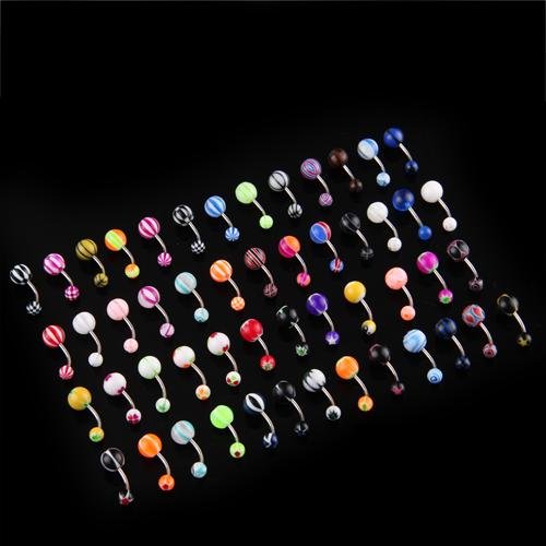 50 Piercing de ombligo Bolas de Acrílico Barbell Bars Rings