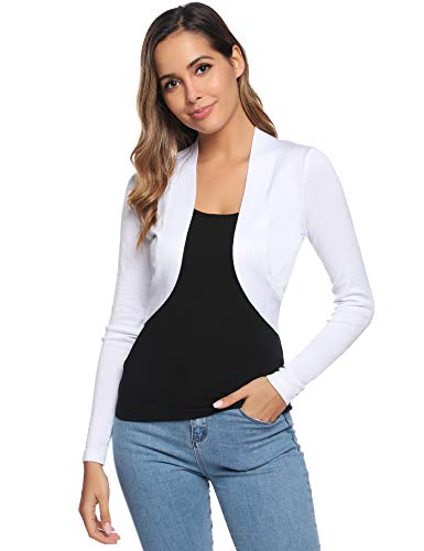 Abollria Cardigan Corta Mujer con Mangas Largas Elegante Bolero Boda Chaqueta Pequeña Toreras de Punto para Fiestas Ceremonia Novia Party