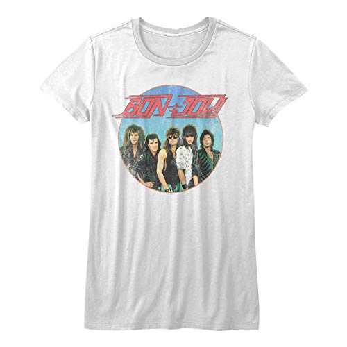 Bon Jovi - Camiseta de manga corta con banda de rock vintage - Blanco - XX-Large