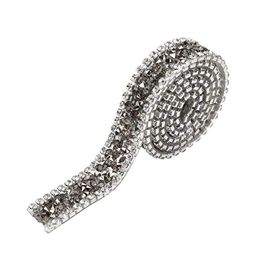 Borde de la cinta de diamantes de imitación, 1 yarda 15 mm Rollo de malla de diamante Rollo Sparkle Decoración de la cinta de diamantes de imitación de cristal para la ropa Vestido Cinturón(gris)