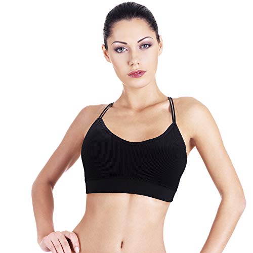 BQTQ 5 Piezas Sujetador de Camisola con Tirantes Bralette Sin Aros para Mujer, 5 Colores (Negro, Blanco, Gris, Rosa, Verde, L)