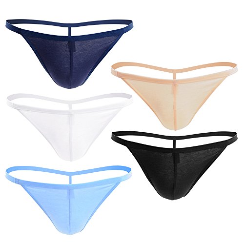 Closecret Ropa Interior de Algodón para Hombres Tanga Trasera Elástica (Paquete Surtido de 5) (M, 5 Colores)