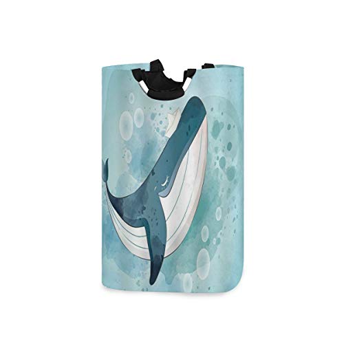 COFEIYISI Cesto para la Colada,Ballena Dibujos Animados Estilo Lindo Mar Azul Marino,Plegable Cestas Bolsas Almacenamiento para Colada Cestos para Juguete Ropa Sucia