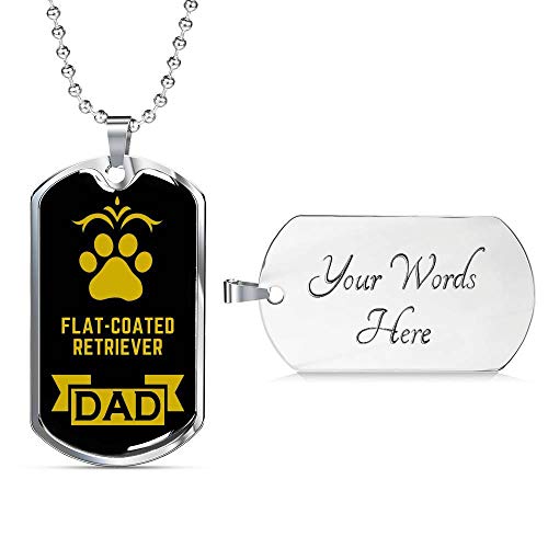 Collar de perro con revestimiento plano para perro de acero inoxidable o oro de 18 quilates con etiqueta de perro de 60,96 cm