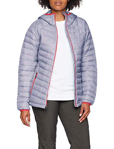 Columbia Chaqueta Impermeable con Capucha para Mujer, Powder Lite Hooded, Azul (Astral Tweed Print), Talla S