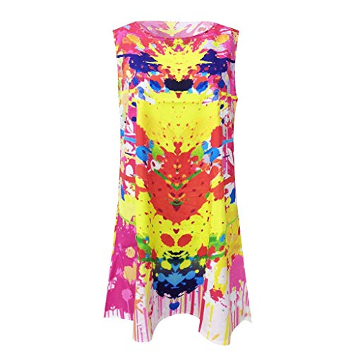 COZOCO Mujer Verano De Playa Vestido De Sin Mangas Mujer Vestidos Playeros Casual De Fiesta para Bodas Talla Grandes Vestidos Playa Vestido Midi（26-Multicolor，EU-38/CN-L）