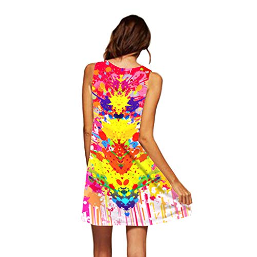 COZOCO Mujer Verano De Playa Vestido De Sin Mangas Mujer Vestidos Playeros Casual De Fiesta para Bodas Talla Grandes Vestidos Playa Vestido Midi（26-Multicolor，EU-38/CN-L）