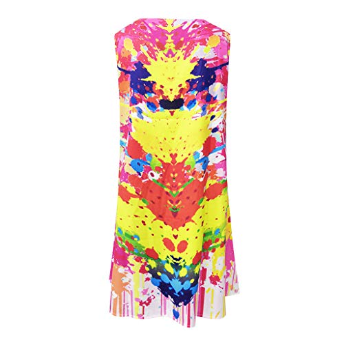 COZOCO Mujer Verano De Playa Vestido De Sin Mangas Mujer Vestidos Playeros Casual De Fiesta para Bodas Talla Grandes Vestidos Playa Vestido Midi（26-Multicolor，EU-38/CN-L）